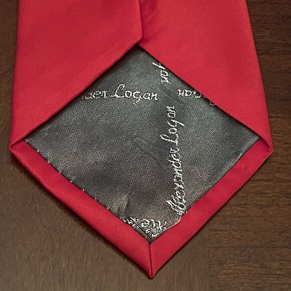 Alexander Logan Red 100% Polyester Men’s Neck Tie Made In China ￼ - Picture 2 of 10